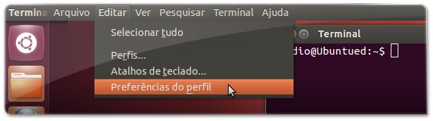 Preferencias do terminal no UbuntuM